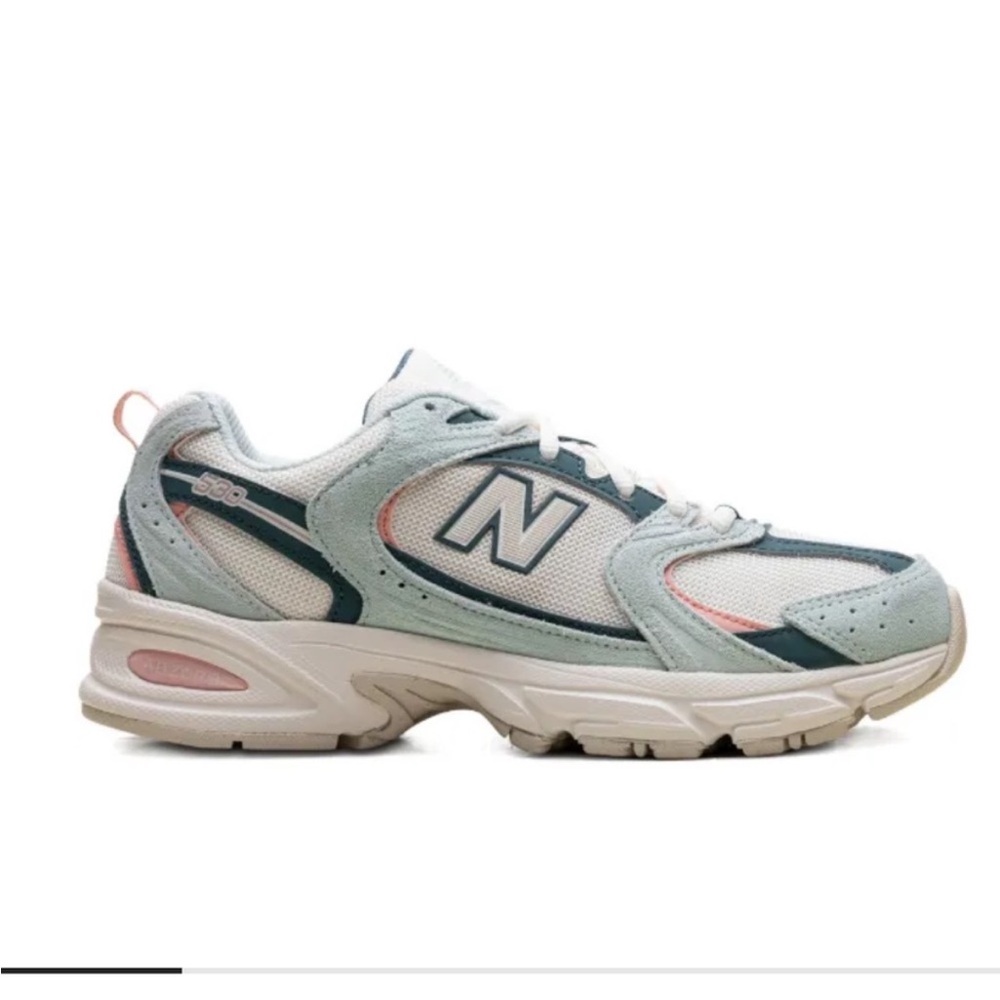 New Balance Cream and Green Athletic Shoes